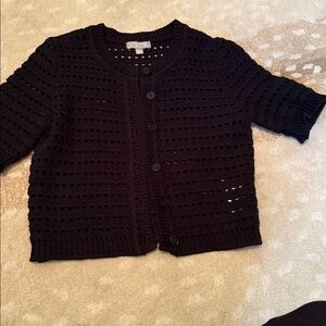 J. Crew Black Open-Knit Cardigan